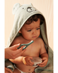 LIEWOOD | Vilas Bear Baby Hooded Towel - Dove blue